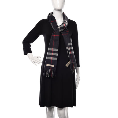 Burberry Cashmere Nova Check Fringe Scarf Blue 2 of 6