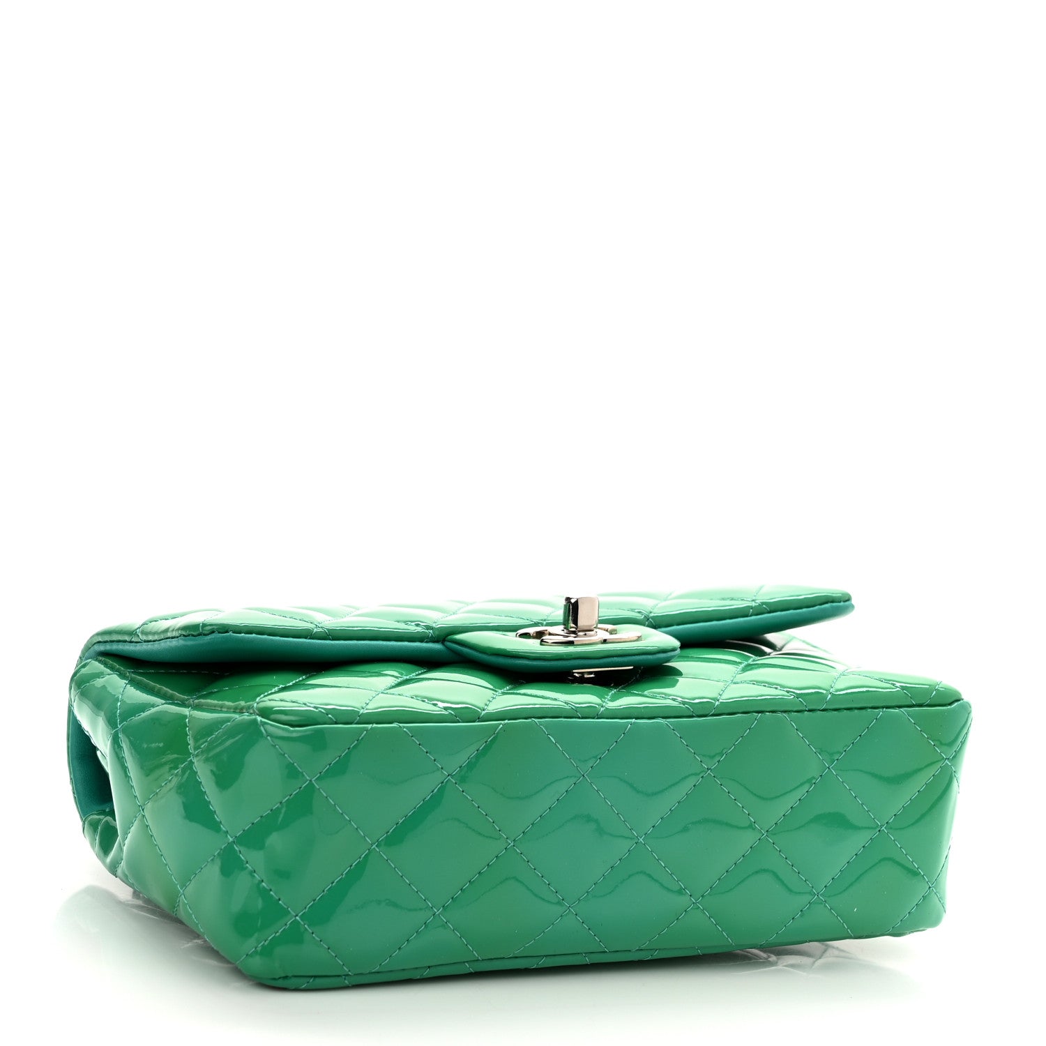 Chanel Patent Calfskin Quilted Mini Rectangular Flap Green 4 of 10