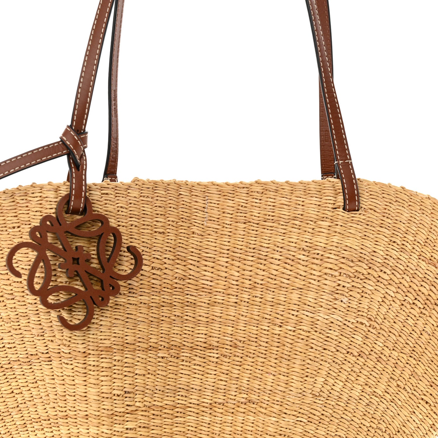 Loewe Calfskin Raffia Paulas Ibiza Small Shell Basket Tote Bag Natural Tan 7 of 9
