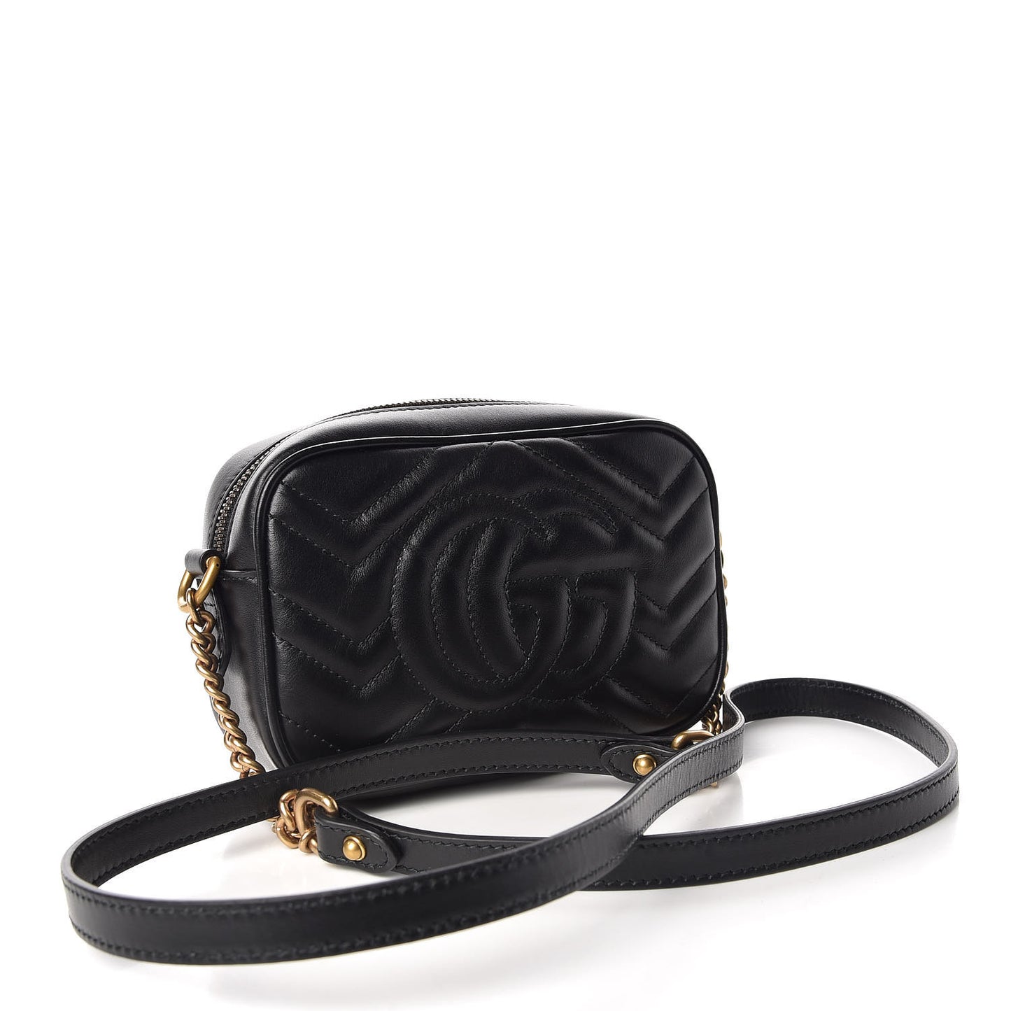 Calfskin Matelasse Mini GG Marmont Chain Shoulder Bag Black