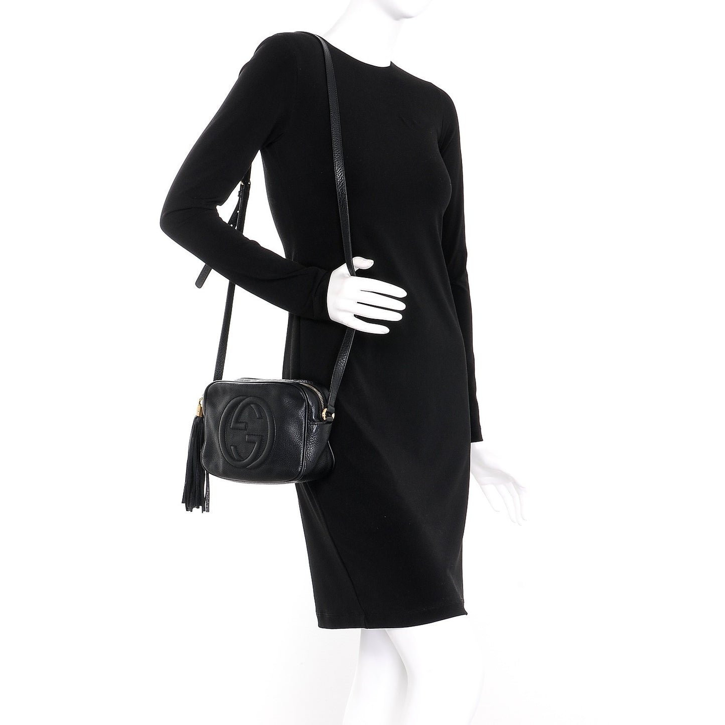 Pebbled Calfskin Small Soho Disco Bag Black