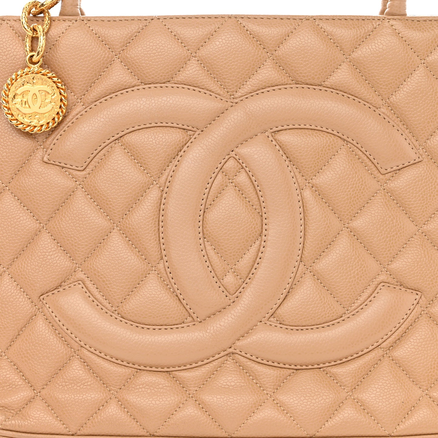Caviar Quilted Medallion Tote Beige