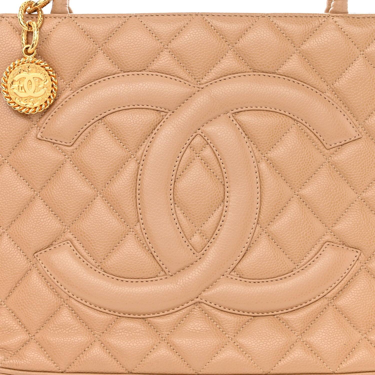 Chanel Caviar Quilted Medallion Tote Beige 8 of 10