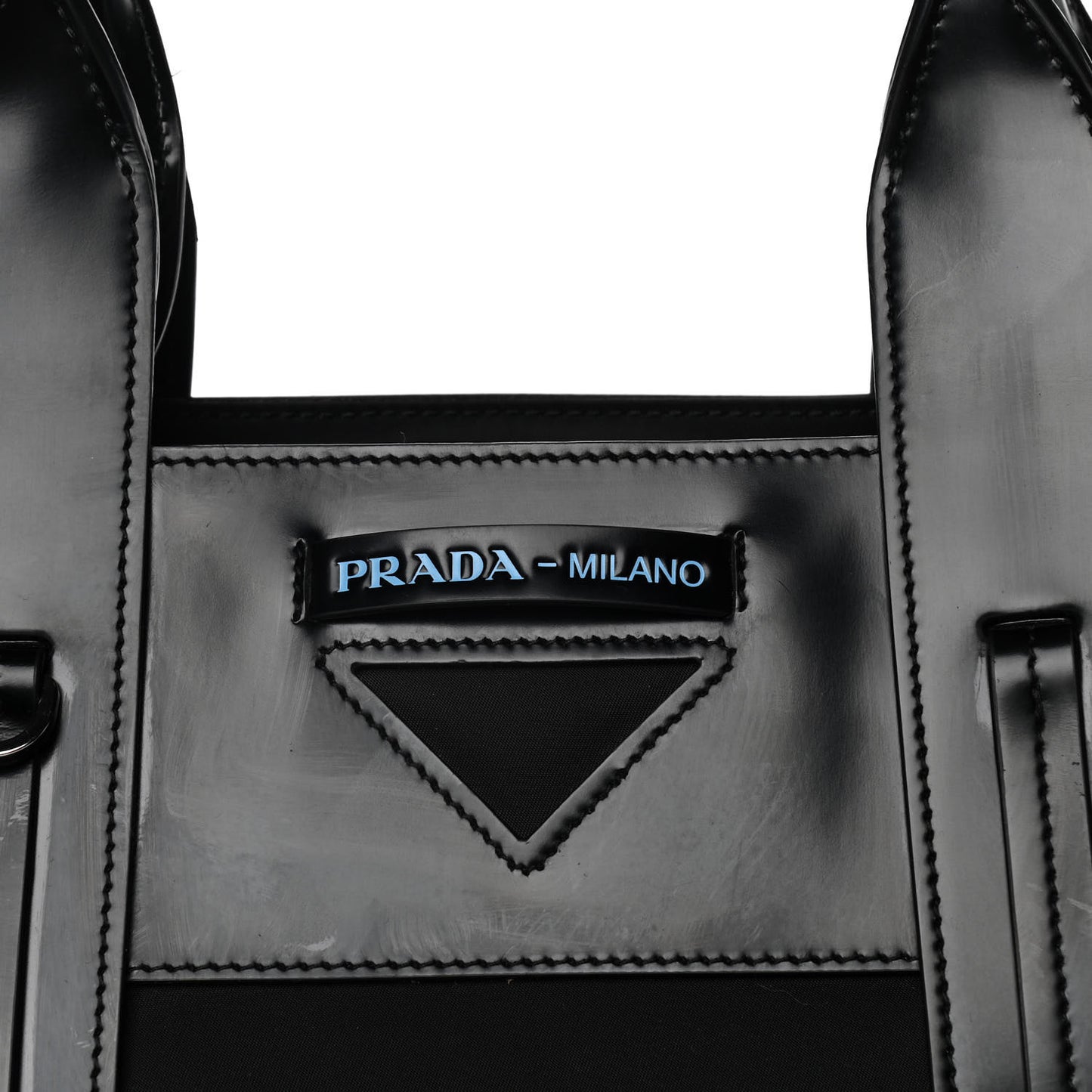 Tessuto Nylon Spazzolato Small Ouverture Top Handle Bag Black