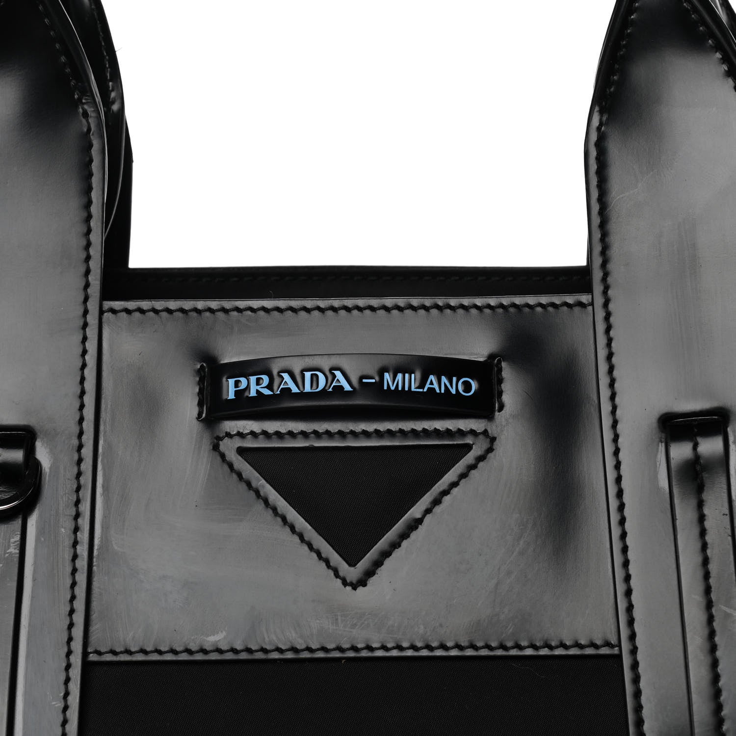 Prada Tessuto Nylon Spazzolato Small Ouverture Top Handle Bag Black 6 of 11