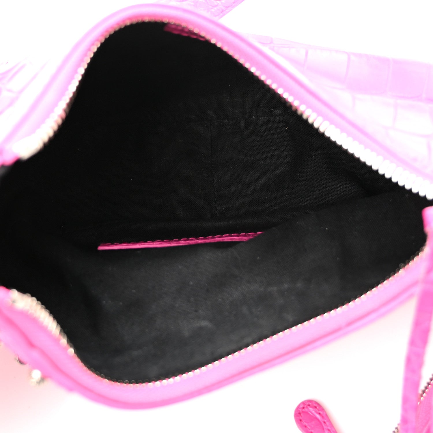 Balenciaga Extra Supple Calfskin Crocodile Embossed XS Le Cagole Shoulder Bag Lipstick Pink 5 of 10