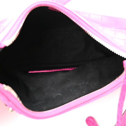 Balenciaga Extra Supple Calfskin Crocodile Embossed XS Le Cagole Shoulder Bag Lipstick Pink 5 of 10