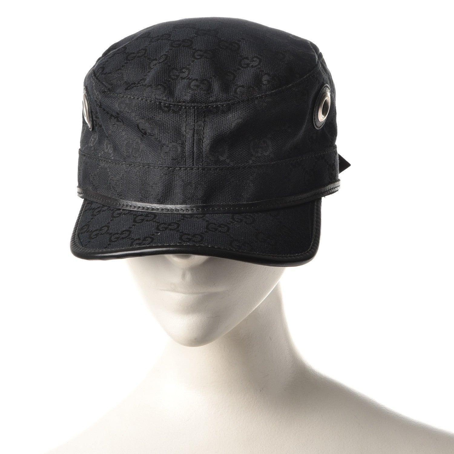 Gucci Monogram Military Horsebit Buckle Cap S Black 2 of 7
