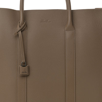 Loro Piana Grained Calfskin Small Beam Tote Warm Mastic 7 of 9