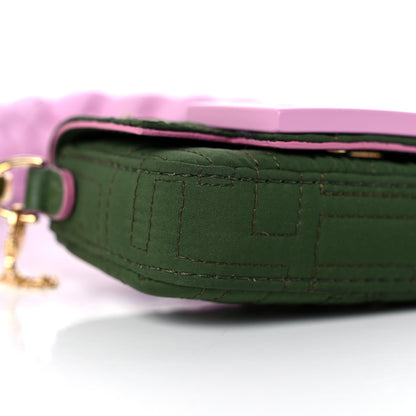 Fendi Nylon Nappa FF Stitched Nano Baguette Maxi Handle Charm Green Pink 7 of 10