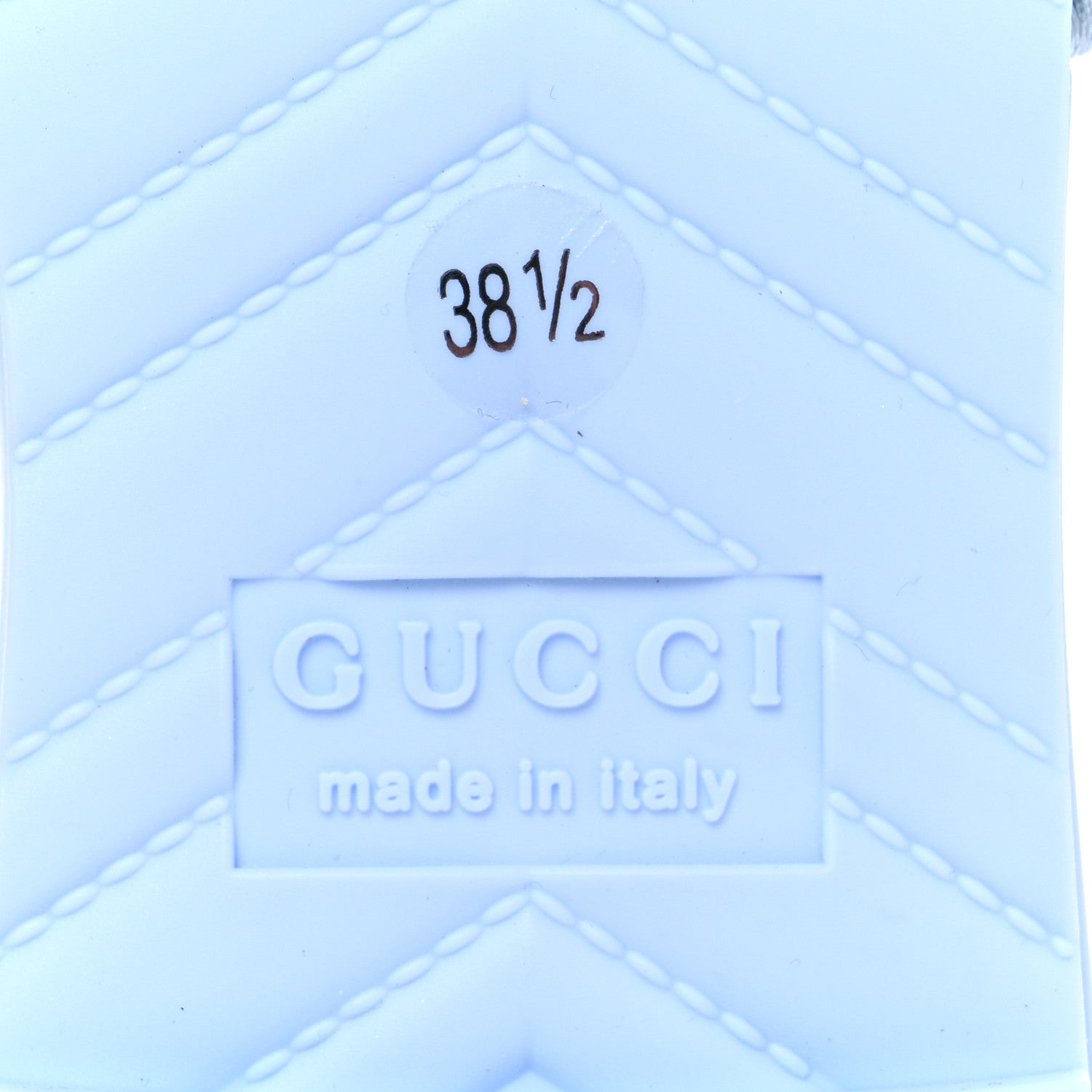 Gucci Jacquard Logo Embroidered Luna Slide Sandals 38.5 Sky Blue 8 of 10