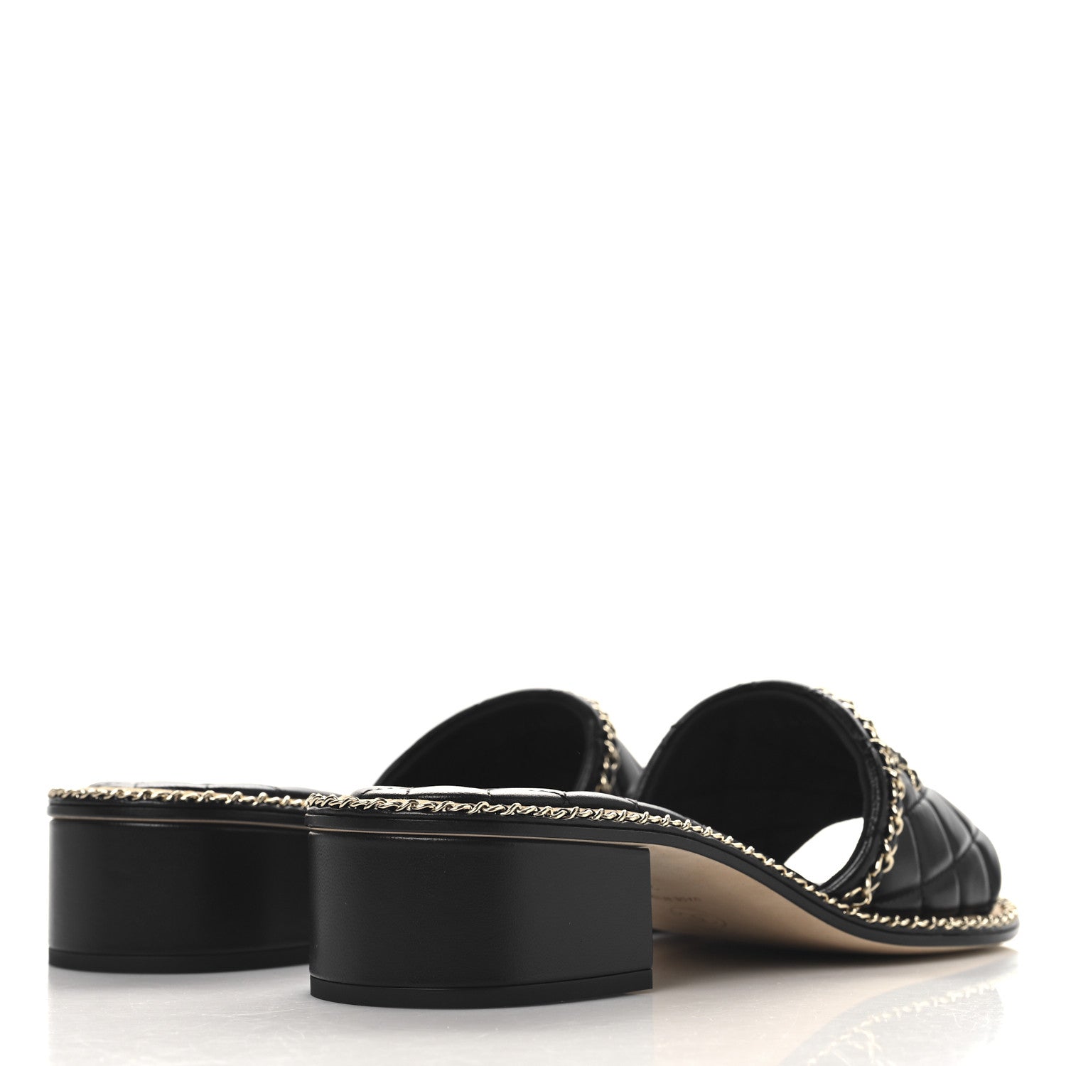 Chanel Lambskin Quilted Chain CC Mules 39 Black 5 of 10