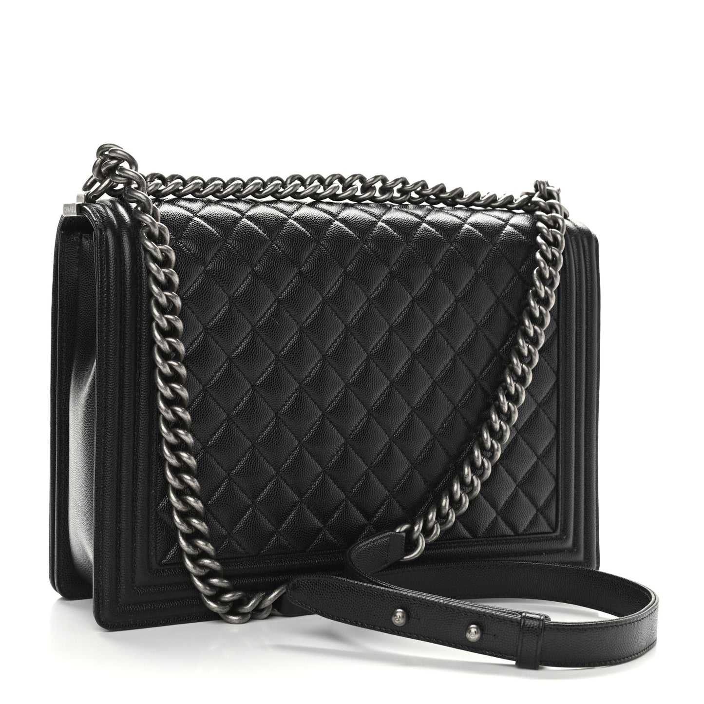 Caviar Quilted Large Boy Flap Black