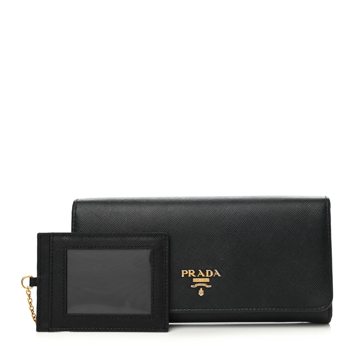 Saffiano Metal Continental Flap Wallet Black