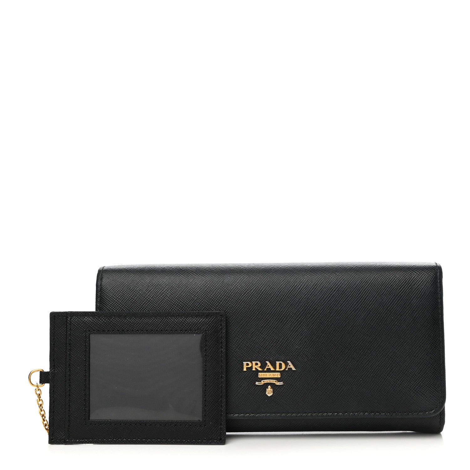 Prada Saffiano Metal Continental Flap Wallet Black 1 of 13