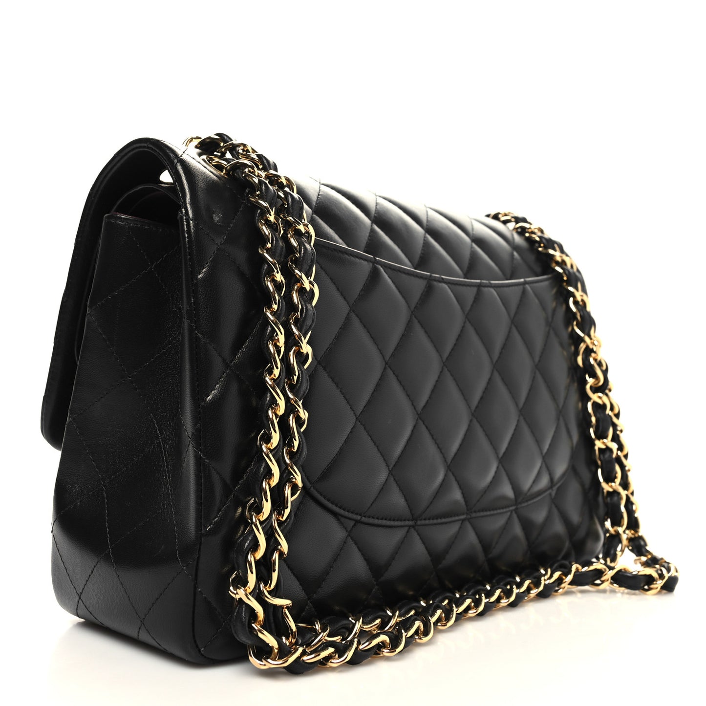 Lambskin Quilted Jumbo Double Flap Black