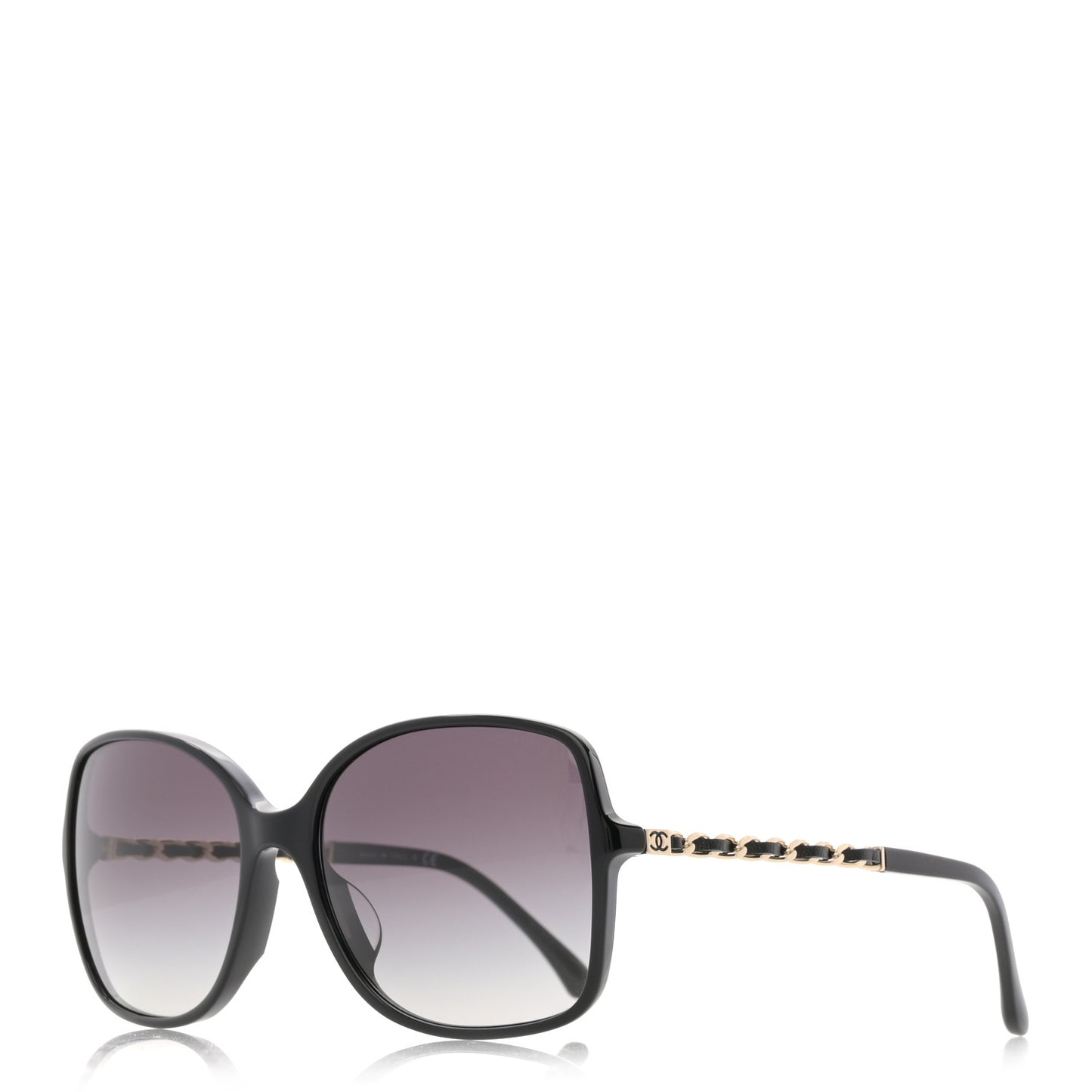 Lambskin Square Chain Sunglasses 5210-Q-A Black