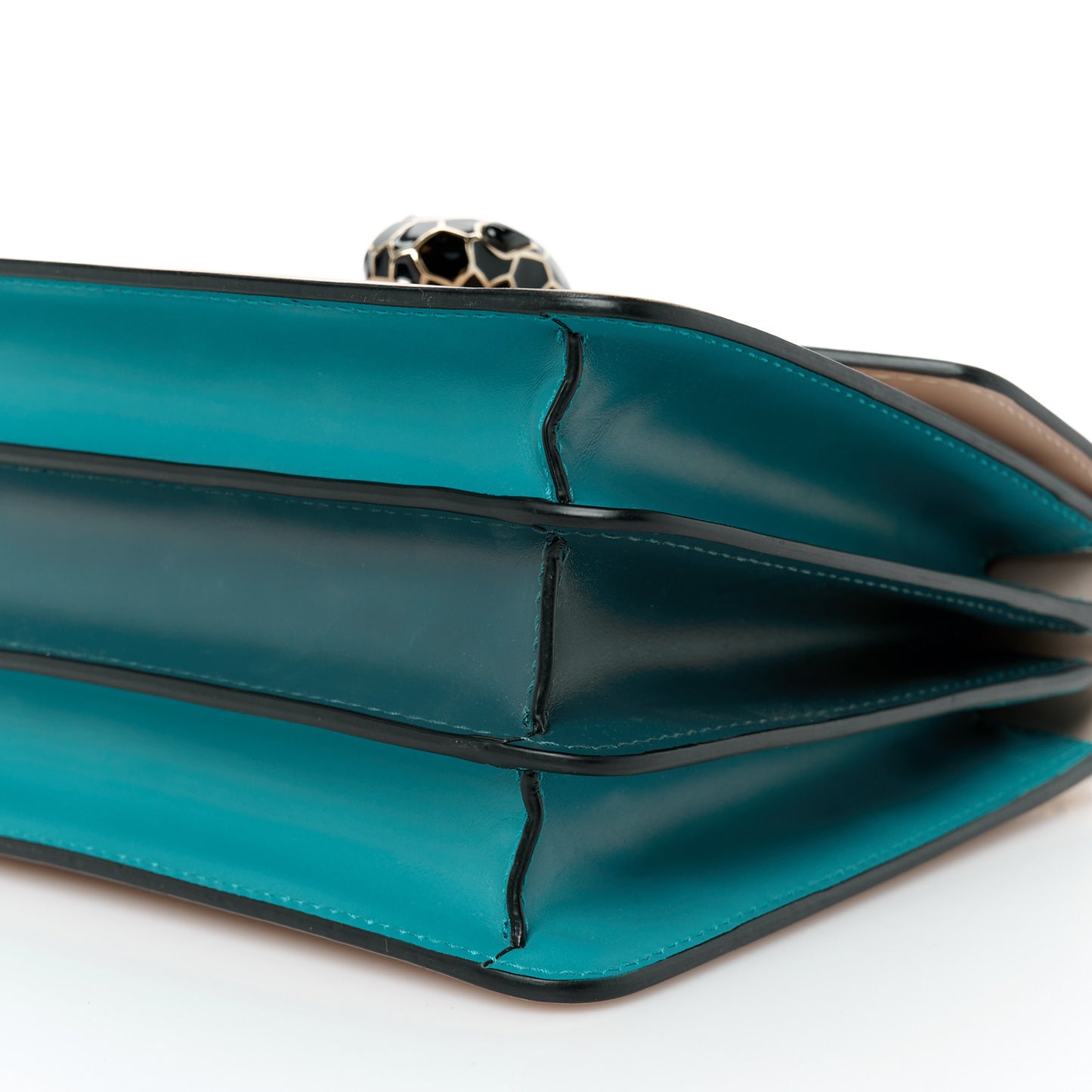 Calfskin Serpenti Forever Top Handle Beige Green