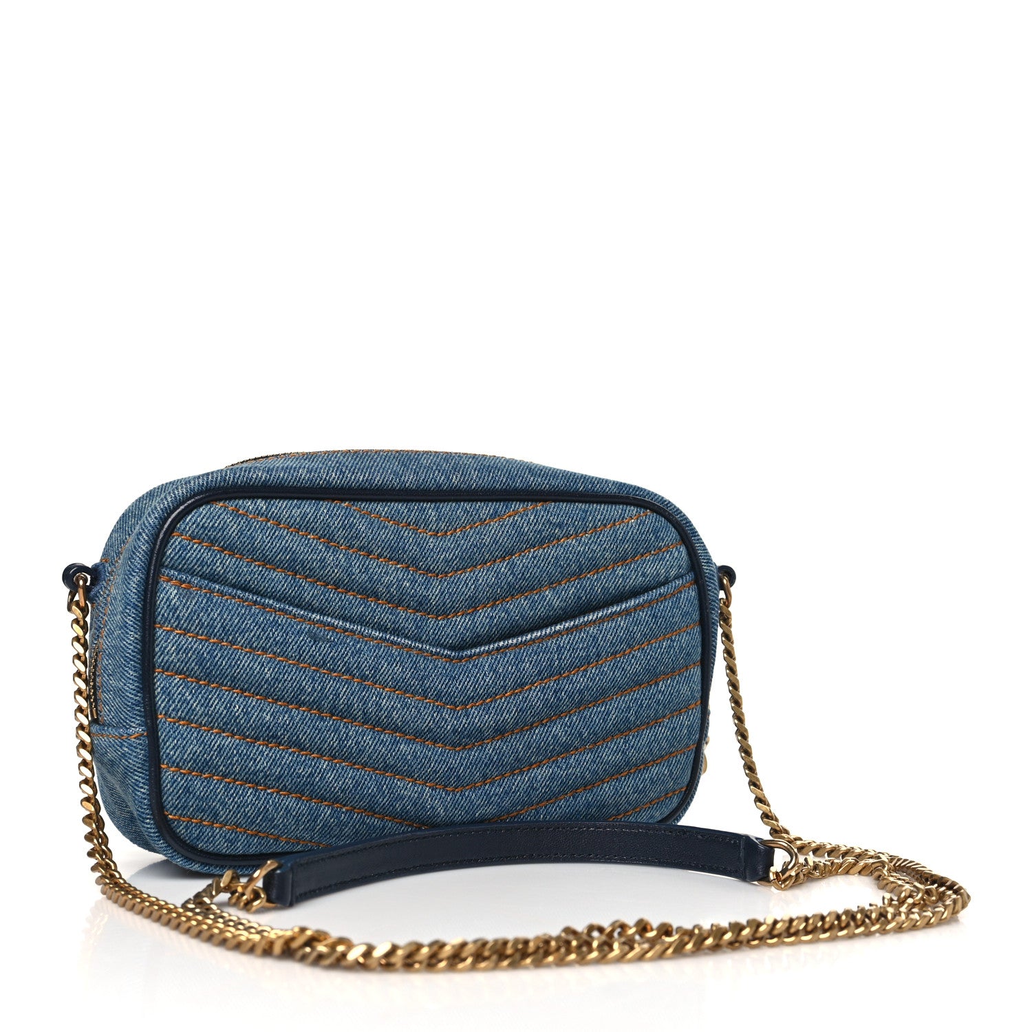 Saint Laurent Denim Matelasse Monogram Mini Lou Camera Bag California Blue 3 of 10