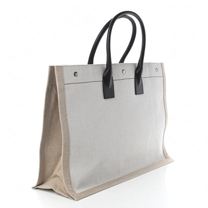 Saint Laurent Linen Calfskin Rive Gauche Tote Optic White 3 of 8