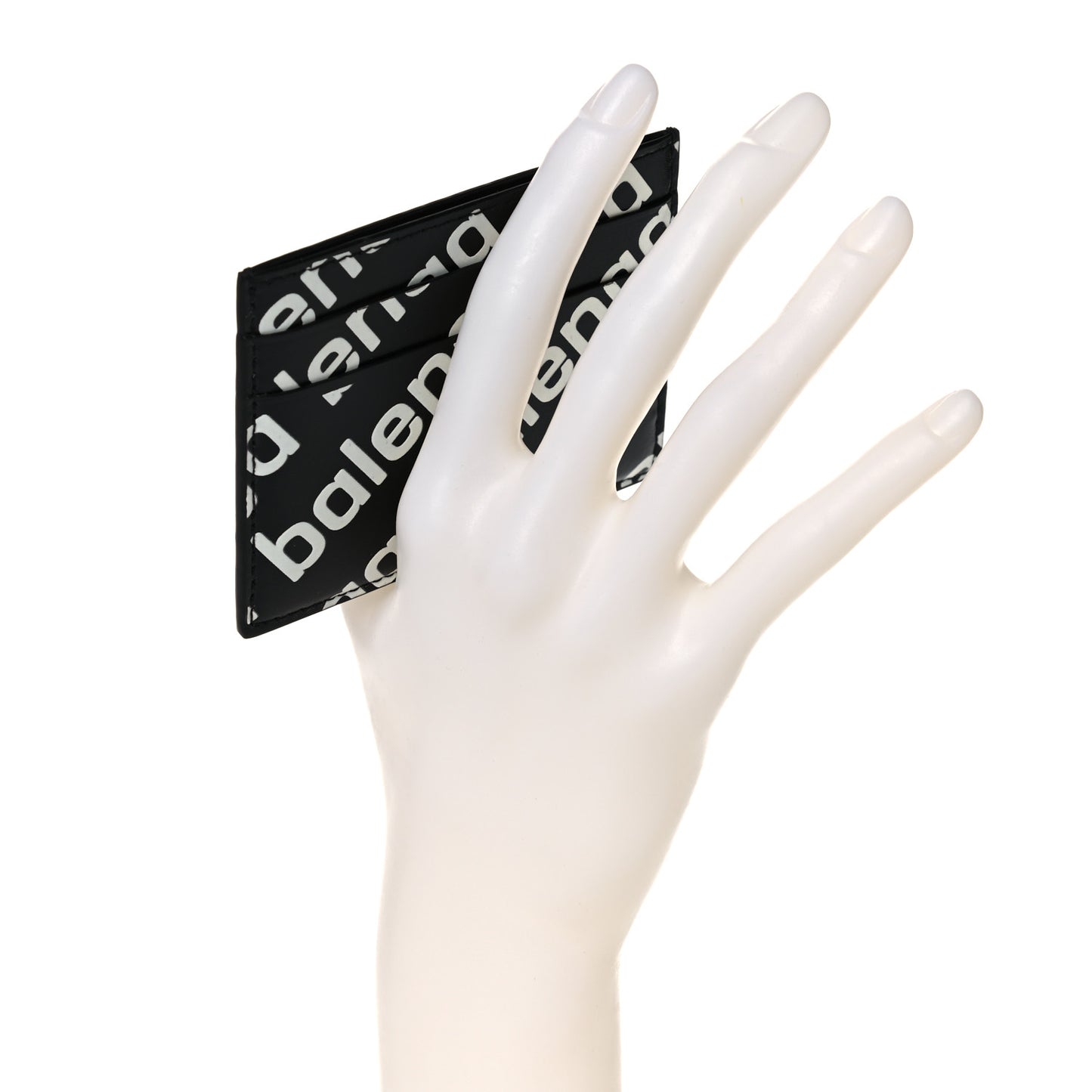 Calfskin Logo Print Cash Card Holder Black