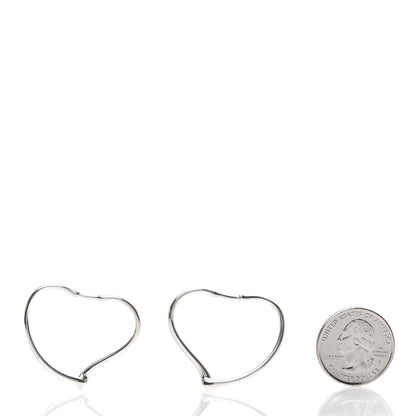 Tiffany Sterling Silver Small Elsa Peretti Open Heart Hoop Earrings 3 of 5