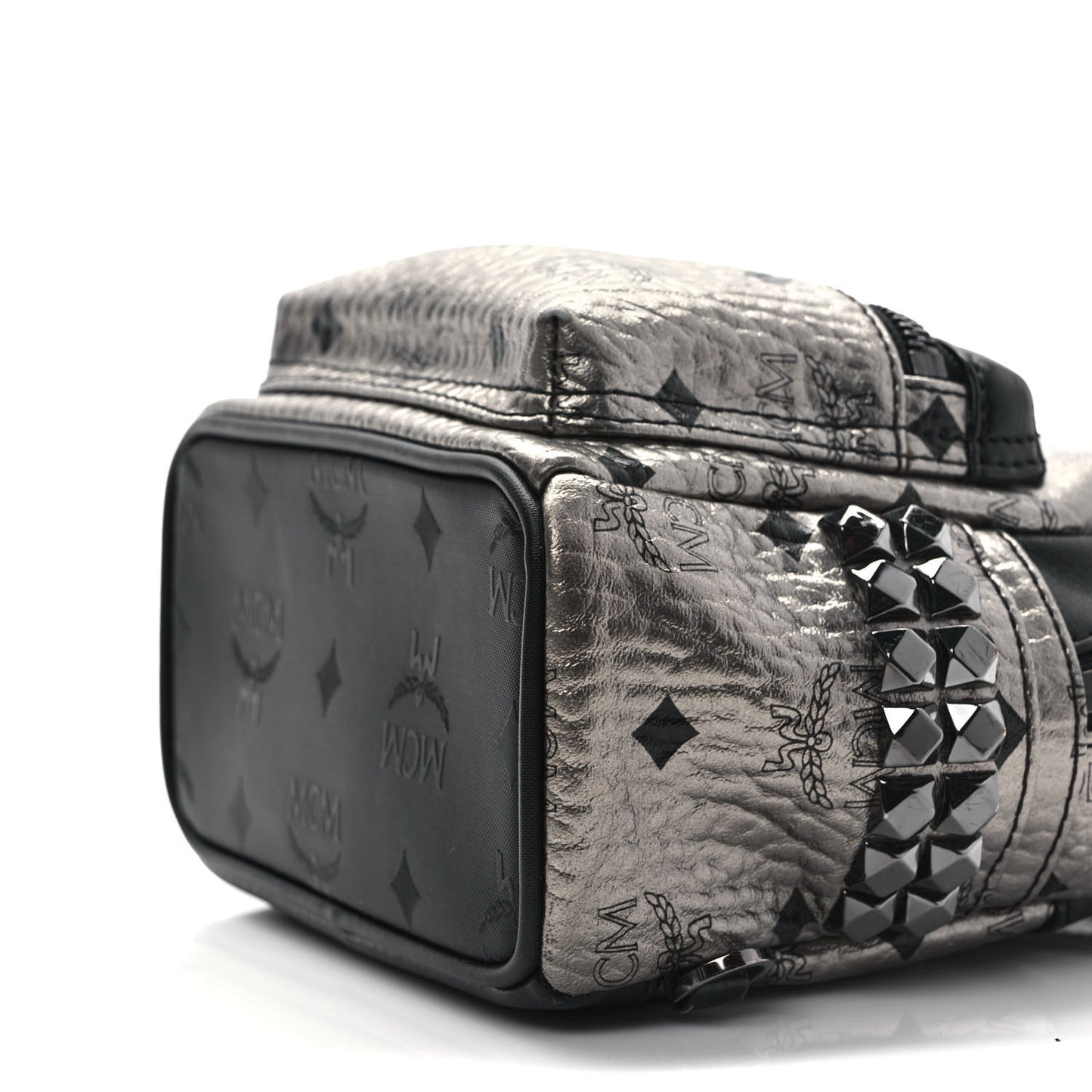 Metallic Visetos Studded X-Mini Bebe Boo Backpack Silver