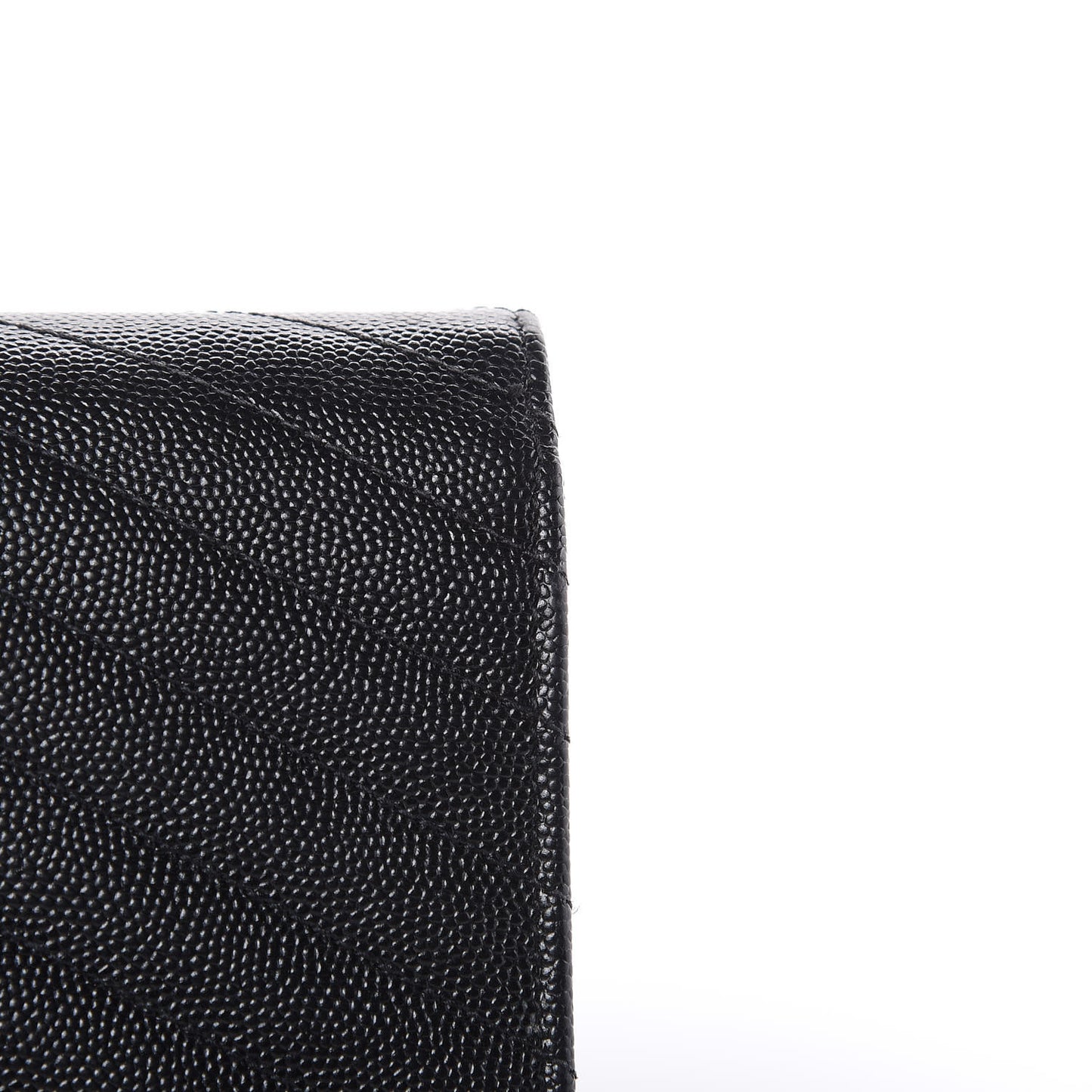 Grain De Poudre Matelasse Chevron Monogram Envelope Chain Wallet Black