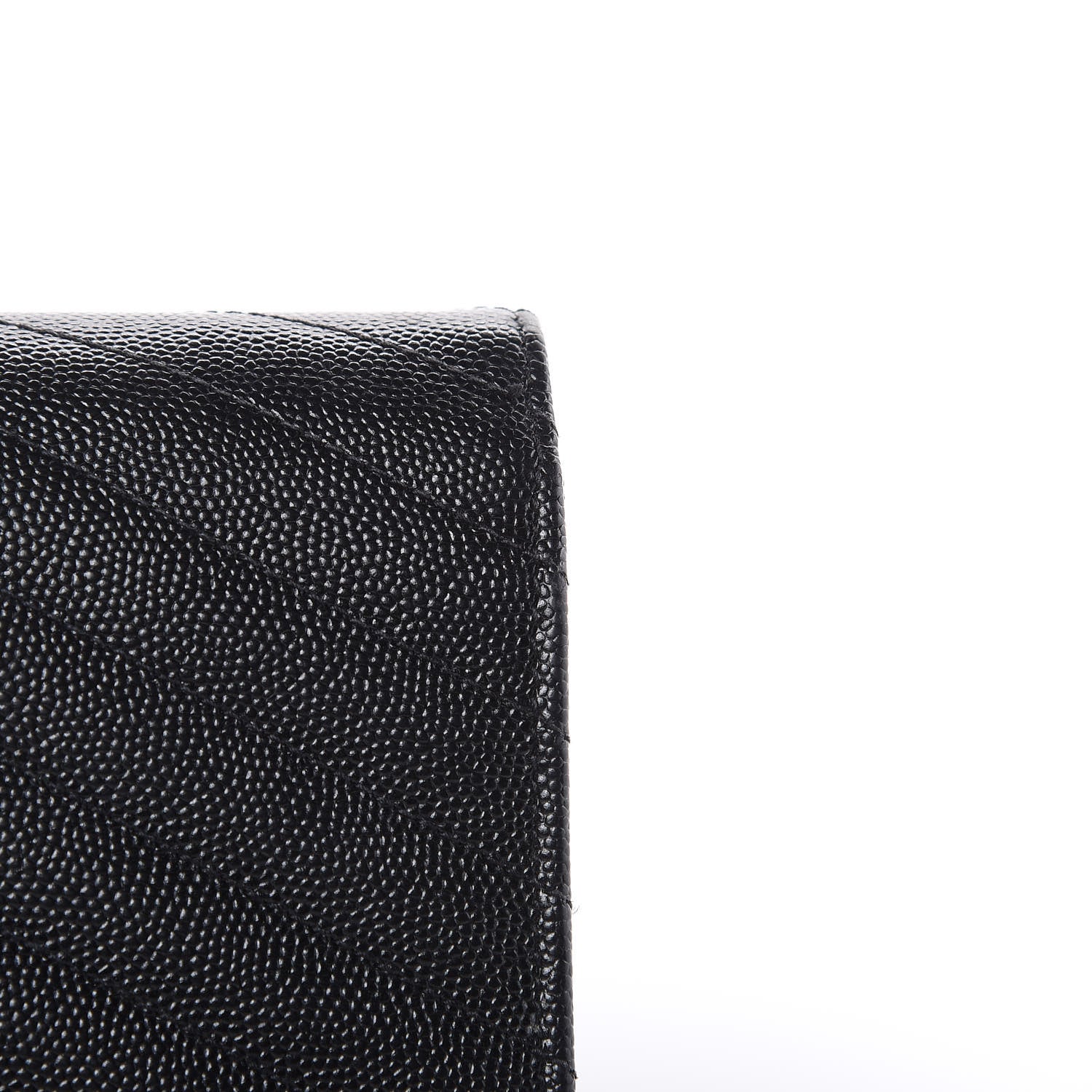 Saint Laurent Grain De Poudre Matelasse Chevron Monogram Envelope Chain Wallet Black 11 of 16