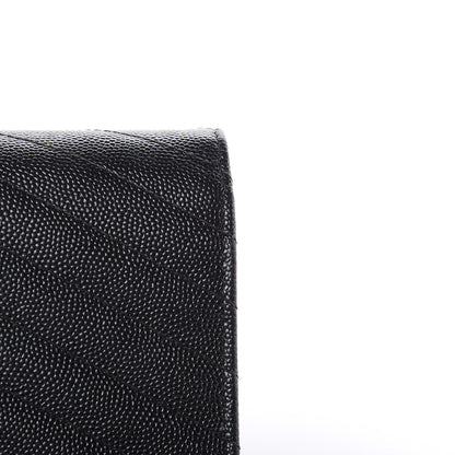 Saint Laurent Grain De Poudre Matelasse Chevron Monogram Envelope Chain Wallet Black 11 of 16
