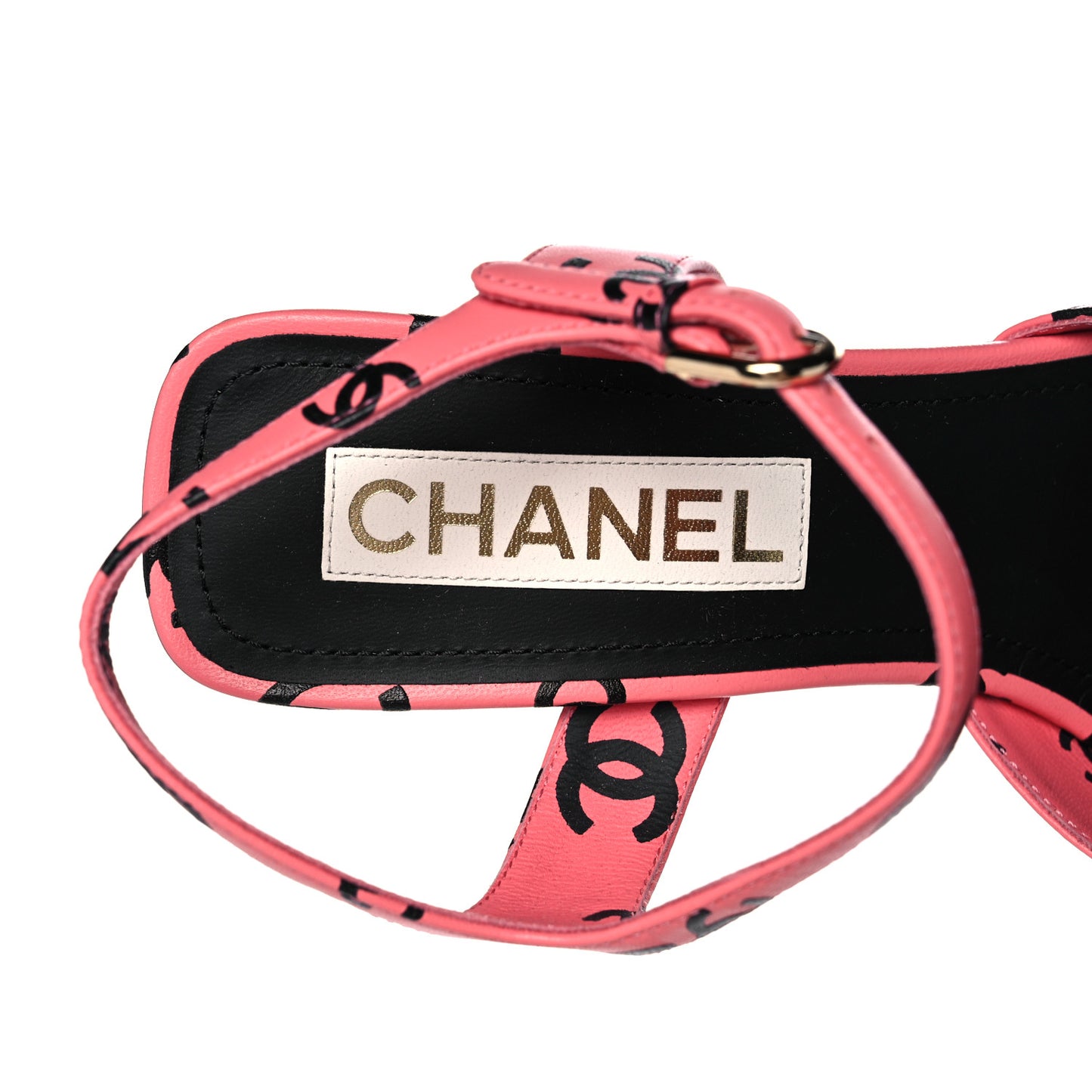 Printed Lambskin CC Sandals 40 Pink Black