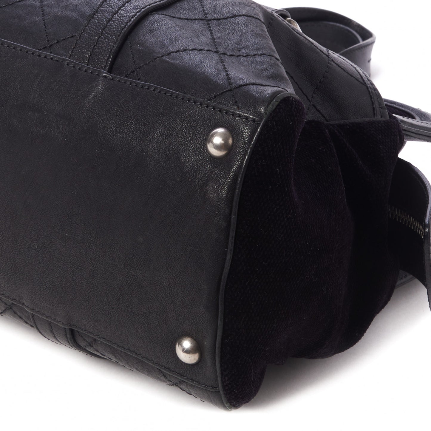 Sheepskin Velvet Mademoiselle Shoulder Bag Black