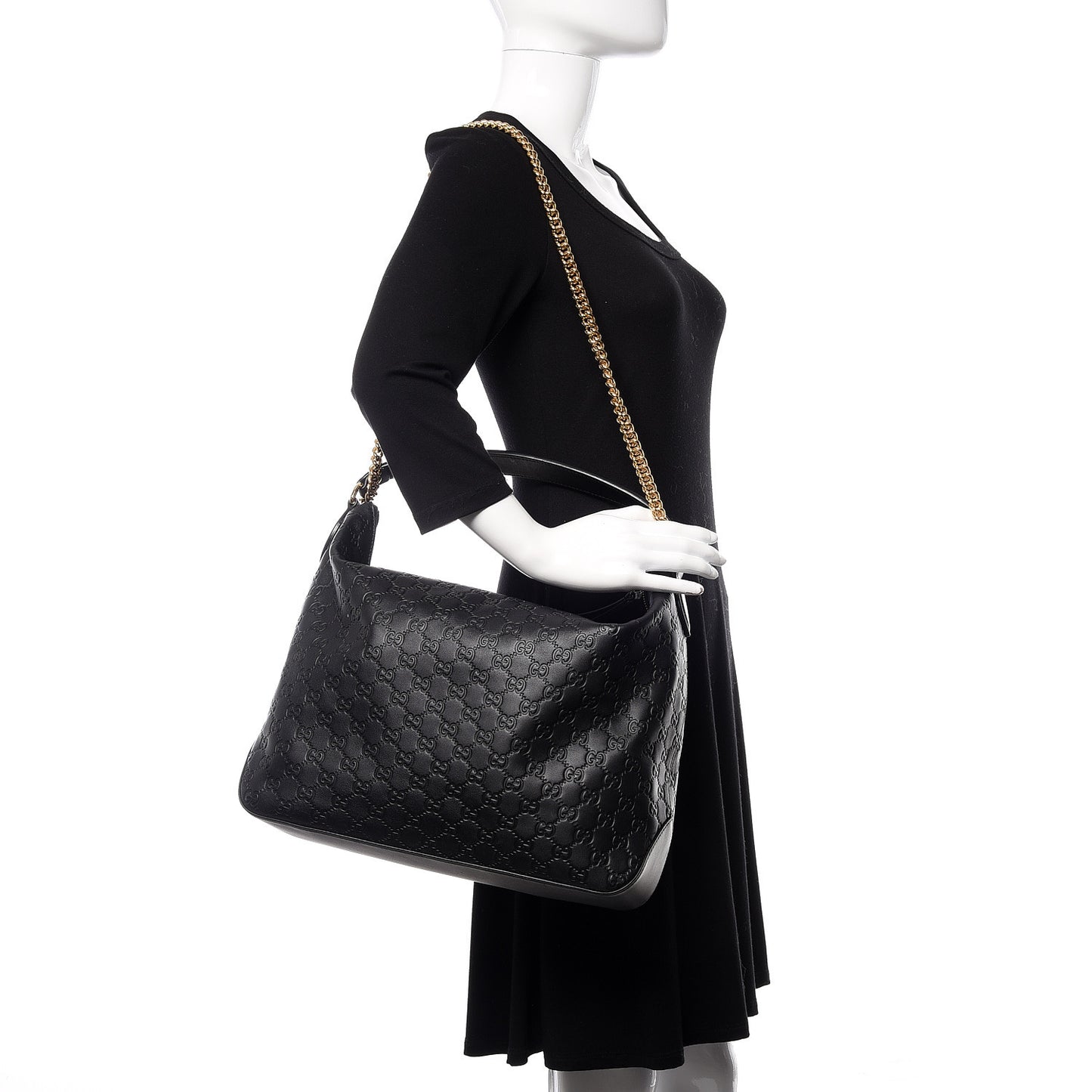 Guccissima Signature Large Linea A Hobo Black