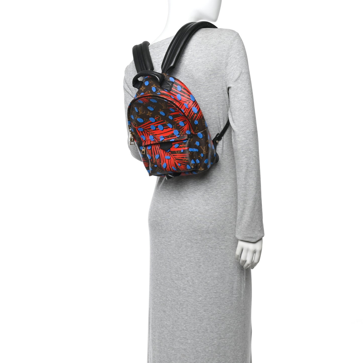 Monogram Jungle Dots Palm Springs Backpack PM Coquelicot Denim