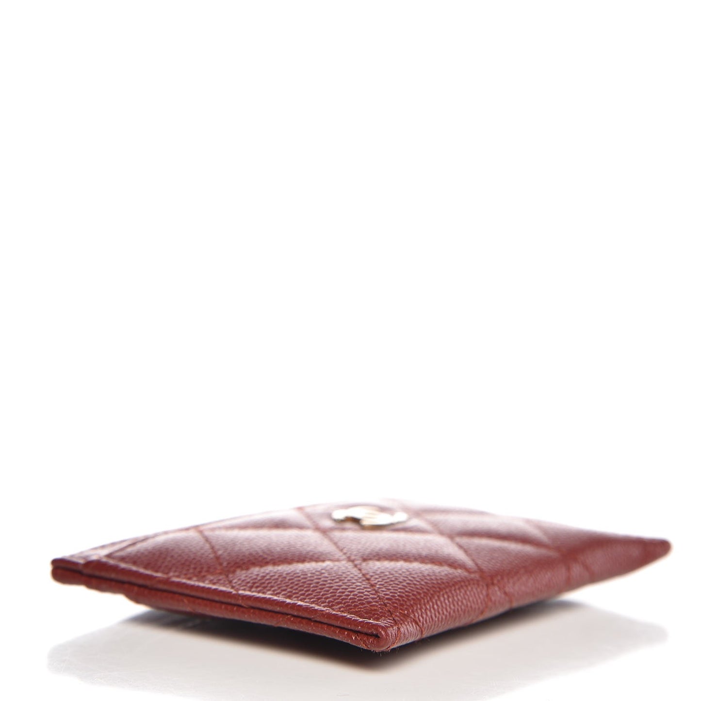 Metallic Caviar Quilted Card Holder Dark Red