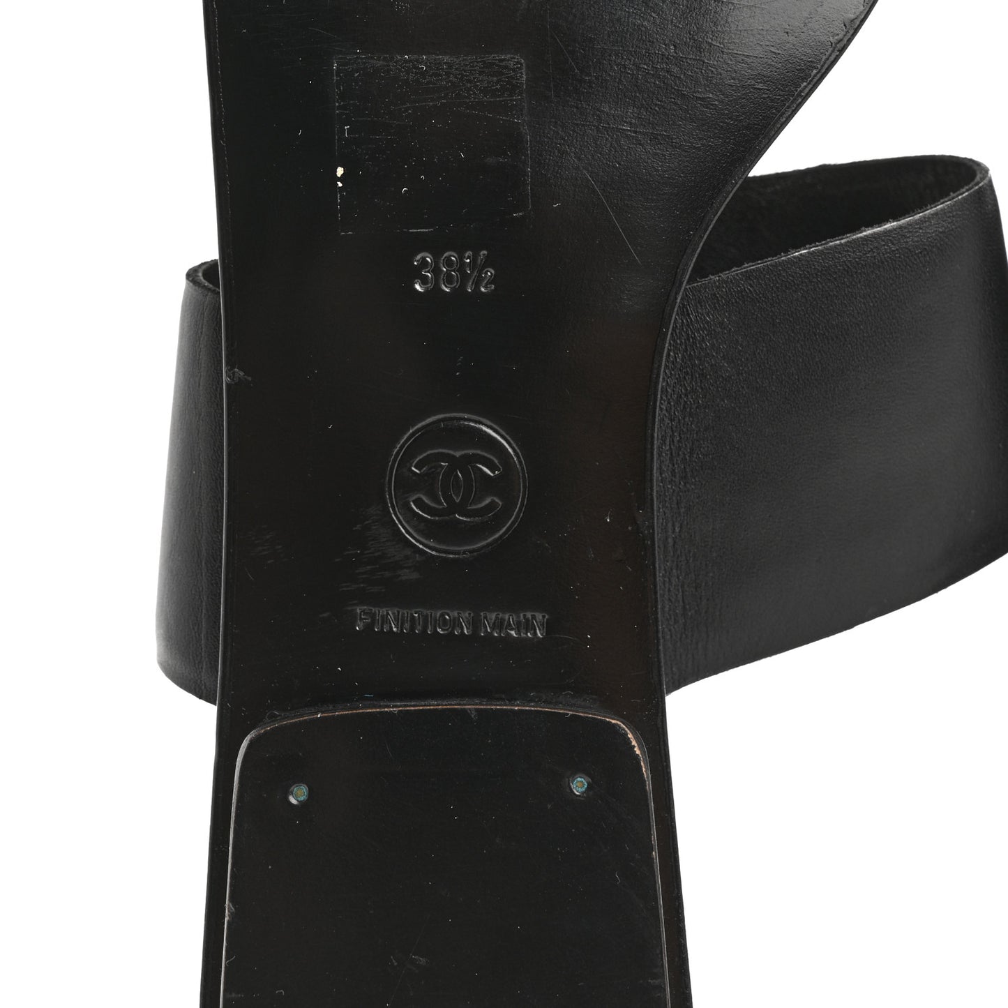 Lambskin CC Flat Sandals 38.5 Black