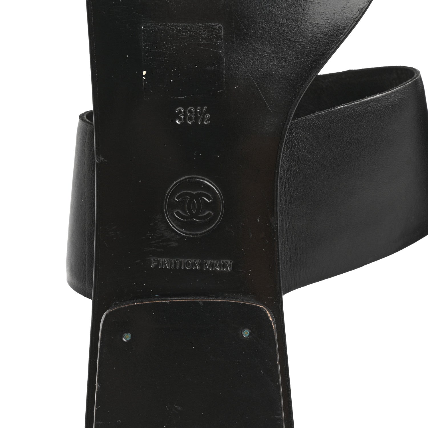 Chanel Lambskin CC Flat Sandals 38.5 Black 8 of 13