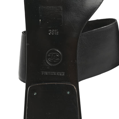 Chanel Lambskin CC Flat Sandals 38.5 Black 8 of 13