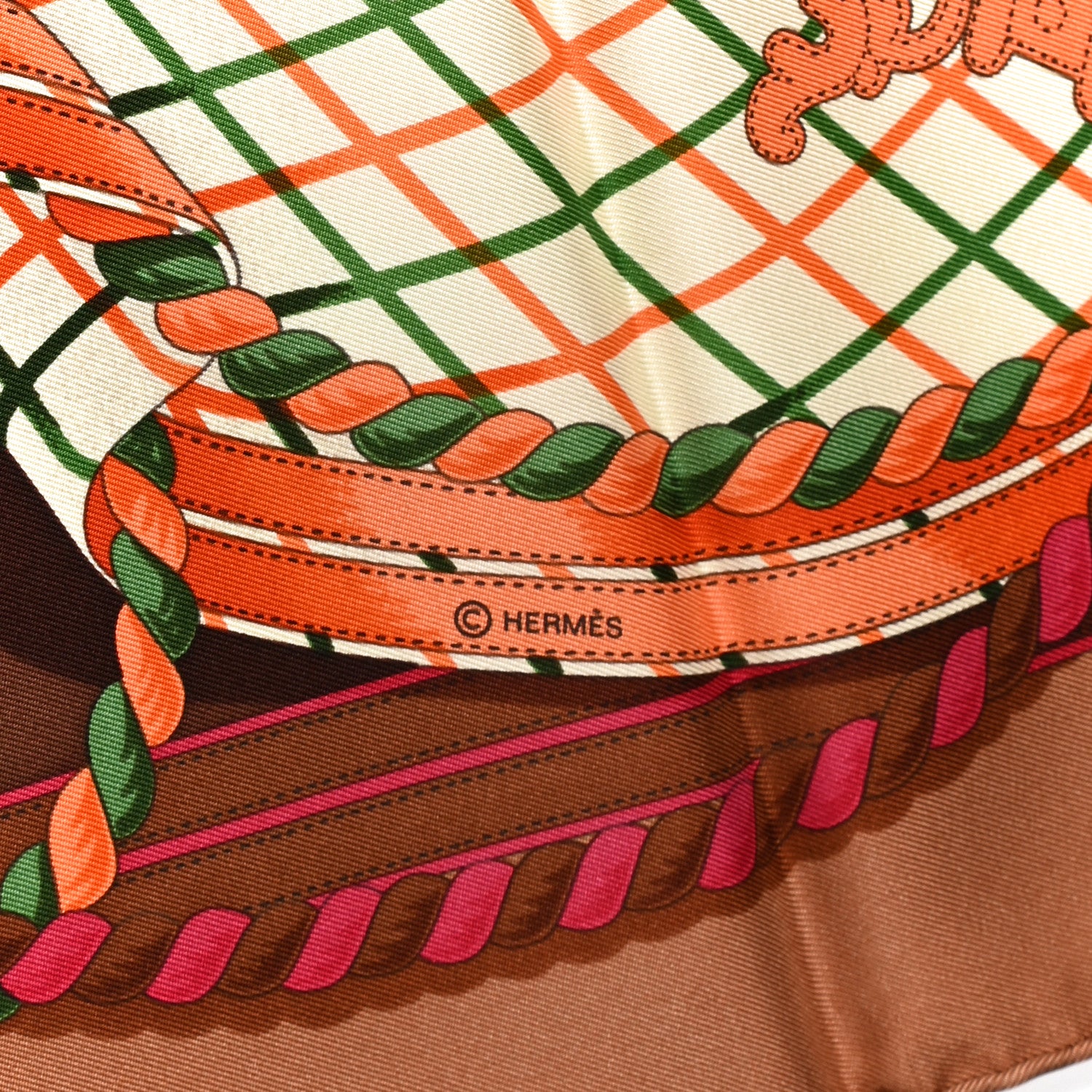 Hermes Silk Grande Tenue Scarf 90 Chataigne Framboise Vert 4 of 6