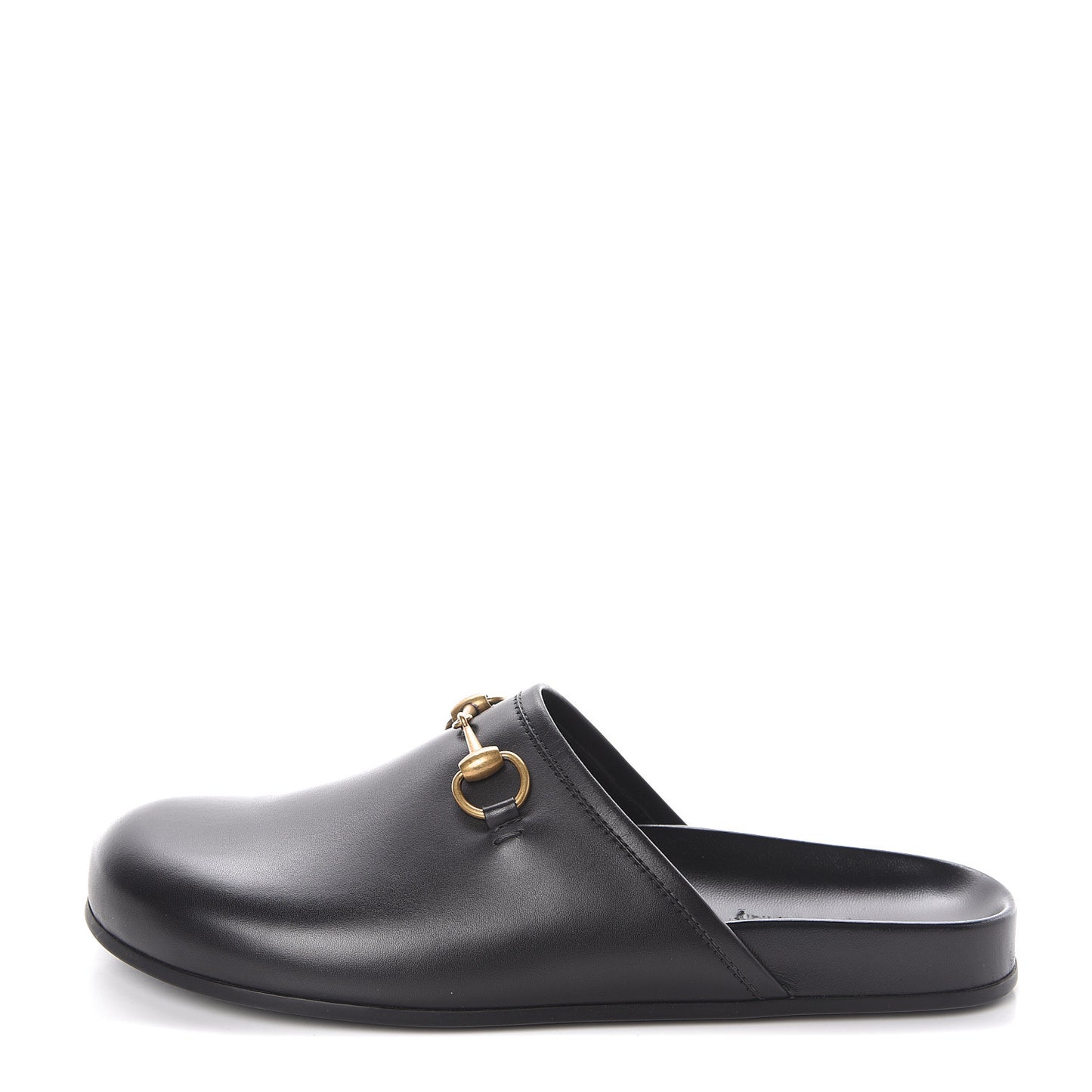 Calfskin Mens Horsebit River Slippers 8 Black