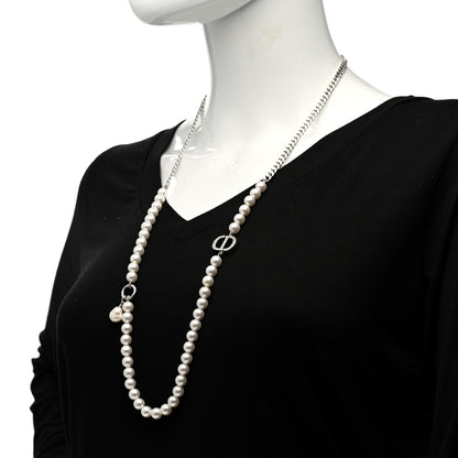 Christian Dior Pearl Crystal 30 Montaigne Long Necklace Silver 2 of 6