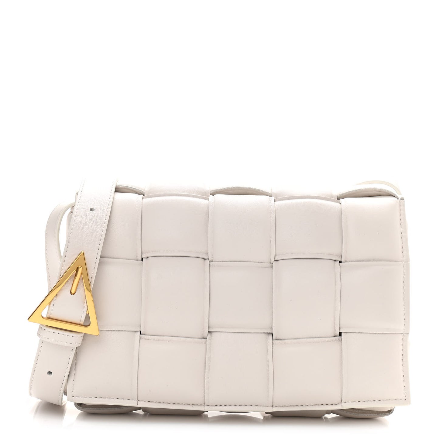 Paper Calfskin Maxi Intreccio Padded Cassette Crossbody Bag White