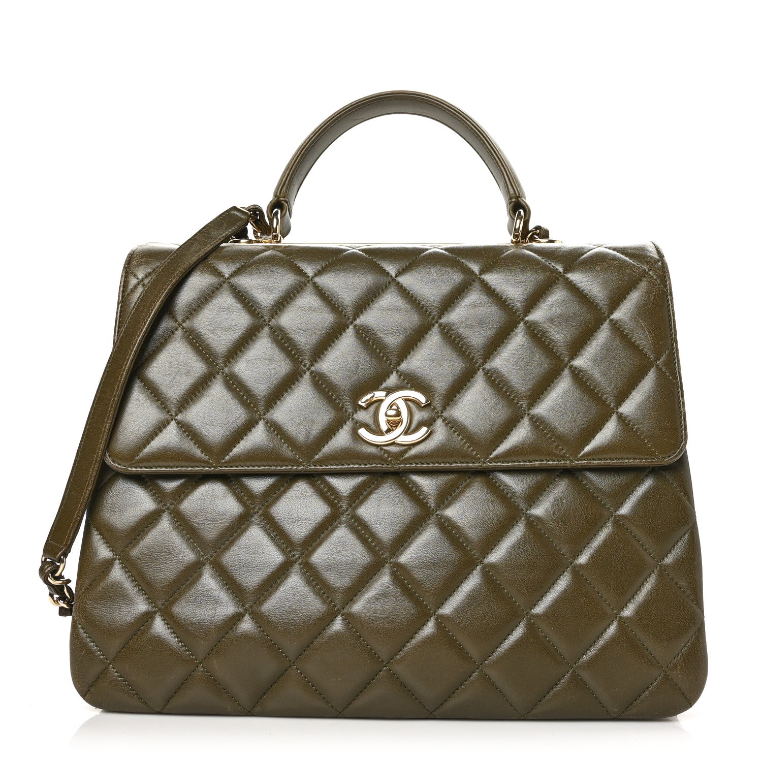 Chanel Lambskin Quilted Large Trendy CC Dual Handle Flap Bag Khaki 1 of 11