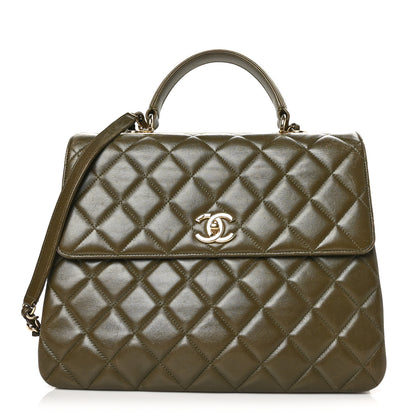 Chanel Lambskin Quilted Large Trendy CC Dual Handle Flap Bag Khaki 1 of 11