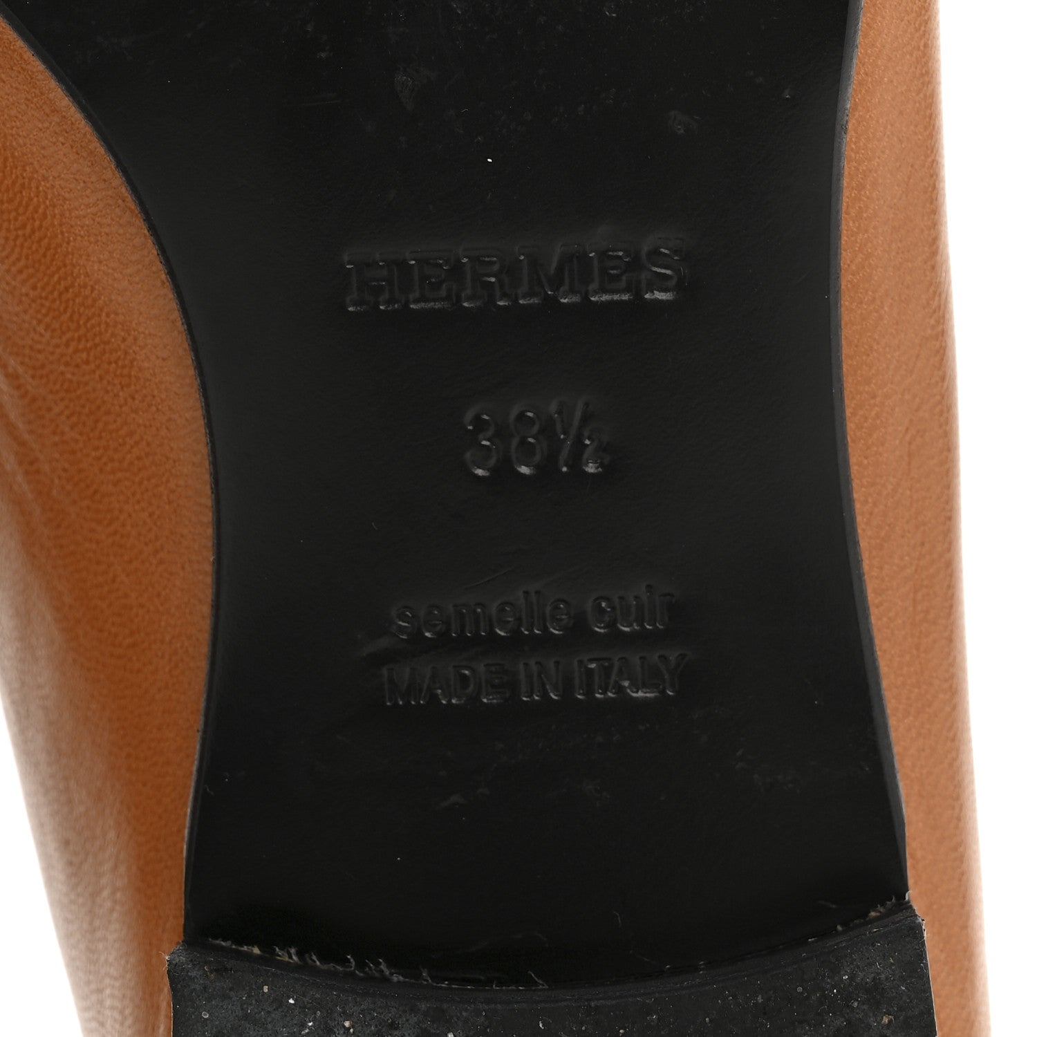Hermes Goatskin Womens Paris Loafers 38.5 Naturel Black 7 of 9