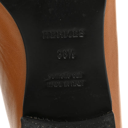 Hermes Goatskin Womens Paris Loafers 38.5 Naturel Black 7 of 9