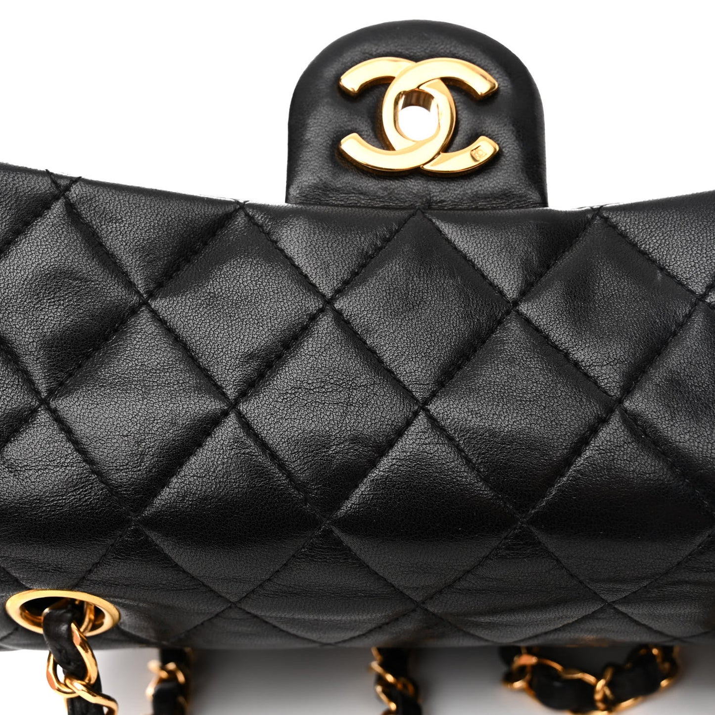 Lambskin Quilted Mini Square Flap Black