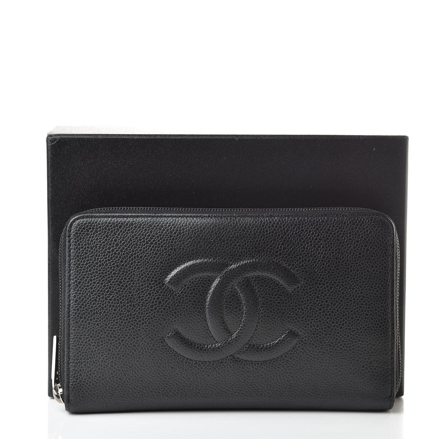Caviar Large Timeless CC Zip Around Organizer Wallet Black