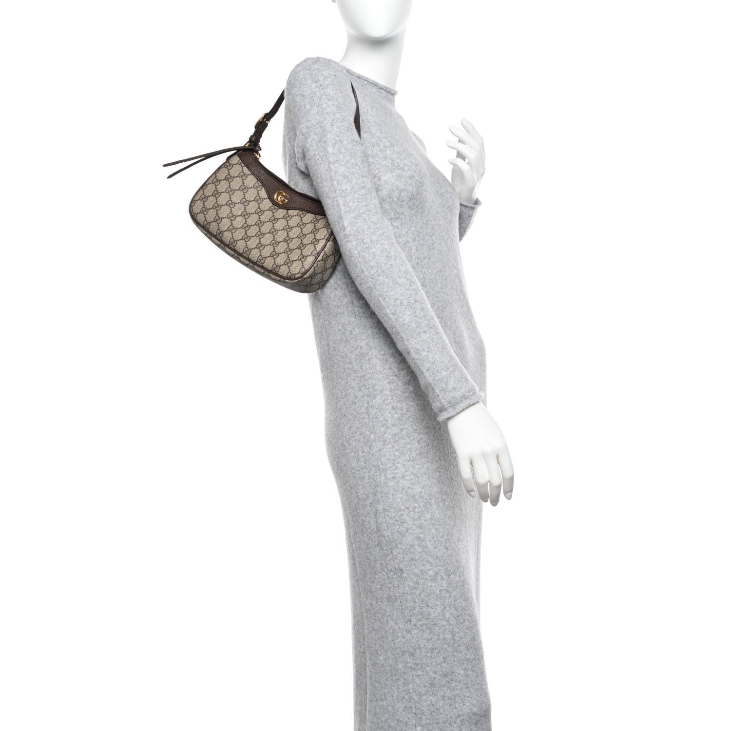 Gucci GG Supreme Monogram Textured Dollar Calfskin Small Ophidia Hobo Beige Ebony New Acero 2 of 10