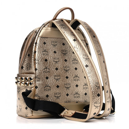 MCM Metallic Visetos Small Side Stud Stark Backpack Gold 2 of 4